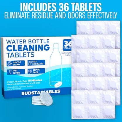 Sudstainables Water Bottle Cleaning tablets bundle with Washing Machine Cleaning tablets