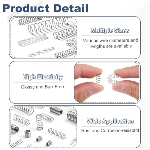 uxcell 50Pcs 304 Stainless Steel Compression Springs, 0.3mm x 3mm x 25mm Small & Tiny Pen Spring for Home Repair & DIY, Workshop & Industrial Use, (Silver Tone) - size: 3mmx25mm