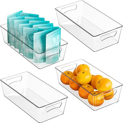 Simple Houseware 4 Pcs Pantry Clear Bin Storage Organizer, 14" x 7" x 3.75" - size: 4 Pack - 14 x 7 x 3.75
