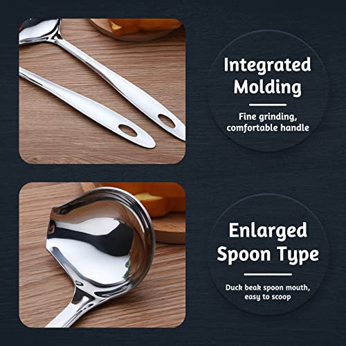 2 PCS Gravy Ladle with Pour Spout, 10.6 inch Long Handle Sauce Ladle, Stainless Steel Saucier Drizzle Spoon for Spooning Gravies Sauces Dressings Kitchen Utensil (Pack of 2) - size: 3.15 x 10.6 inch (Pack of 2)