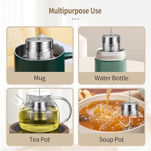 2Pack Tea Infusers for Loose Tea, Extra Fine Mesh 316 Stainless Steel Tea Strainers, Loose Leaf Tea Steeper Tea Diffuser Tea Holder with Extended Chain Hook and Drip Tray (Large + Extra Small) - size: Large + Extra Small