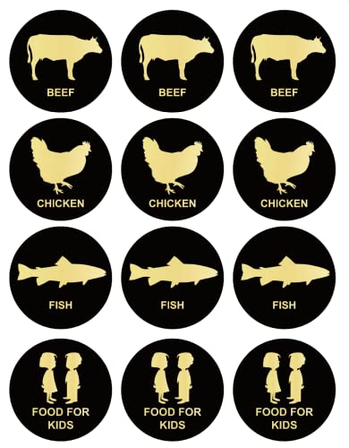 1.5 inch 300PCS Beef Chicken Fish Stickers for Food Party