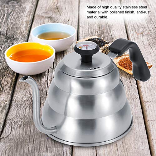 Stainless Steel Coffee Kettle with Gooseneck Spout Built in Thermometer Accuracy Pouring for Perfect Brew(1L-Silver) - size: 1L