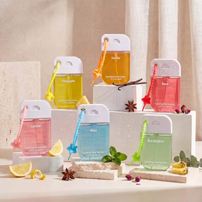 Frienda 12 Pcs Hydrating Hand Sanitizer Spray Scented Pocket Power Mist Hand Sanitizer Travel Size with Keychain Moisturizing Antibacterial Sanitizing Cleans Hands for Women(Floral) - style: Floral