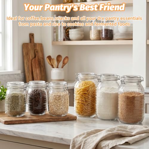 Alotpower 64 oz Wide Mouth Mason Jars with Airtight Lids 3 Pack | Half Gallon Canning Jars with Hinged Lids for Canning,Pickling,Pantry Organization,Fermentation,Dry Food and Storage - color: 64fl.oz 3pack