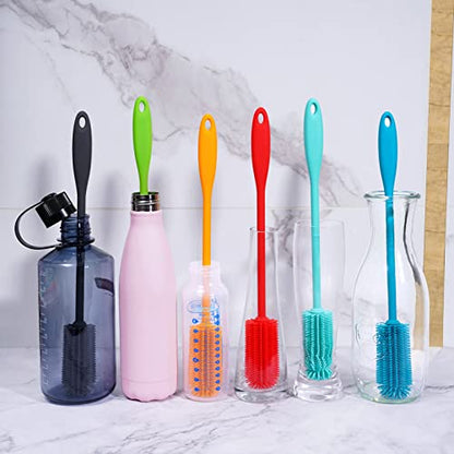 Silicone Bottle Brush, Water Bottle Cleaner Brush with Long Handle, Perfect for Cleaning Narrow Neck Containers, Vacuum Sports Bottle, Tumblers, Flask, Glassware (1 Pack, Turquoise) - color: Turquoise