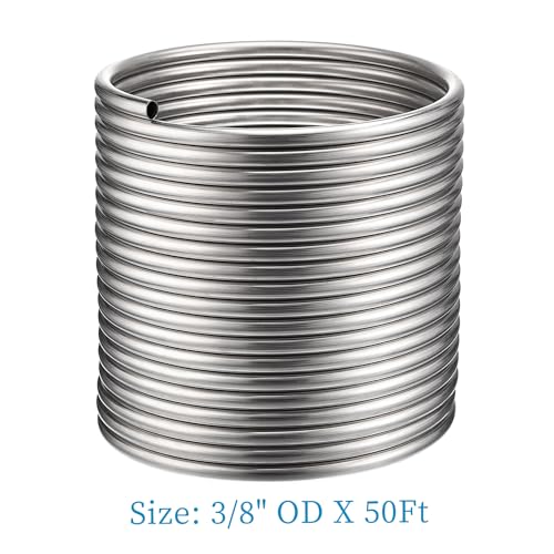 Vigorous Wort Chiller, 3/8" x 50 Ft Food Grade 304 Stainless Steel Coil, Water Chiller for Ice Bath Beer Brewing Tubing Coil, Stainless Steel Immersion Chiller, DIY Jockey Box - size: 3/8" x 50 Ft Wort Chiller