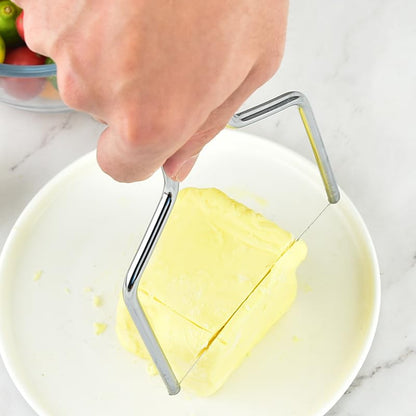 Generic 1pcs Stainless Steel Non-Stick Cheese Slicing Tool Handle Butter Slicer Supplies, Silver