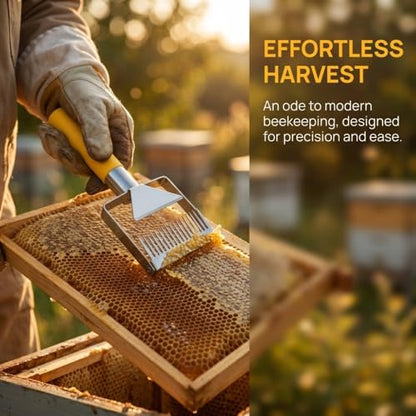 Stainless Steel Uncapping Fork, Ergonomic Plastic‑Handle Honey Scraper Tool for Beekeeping Honey Extraction