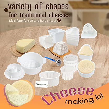 16 pcs Cheese Making Kit for Beginners - Soft Cheese Form Molds for Cheese Making + Thermometer + Hard Cheese Mold with a Follower - Cheese Making Supplies - Moldes Para Queso Fresco Casero №5
