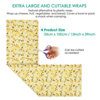Reusable Beeswax Wraps 13 x 39 Inch Beeswax Wraps for Food Eco-Friendly Sustainable Food Storage Wraps for Sandwich, Cheese, Fruit, Bread, Snacks - size: Bee