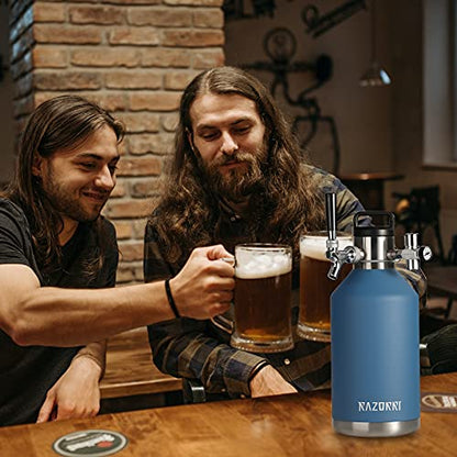 Razorri 128oz Stainless Steel Beer Growler, Double-Wall Vacuum Insulated Carbonated Keg with Professional Bar Tap and Pressurized CO2 Regulator, 1 Gallon, Ocean Blue - style: 128 OZ (1 Gal.)