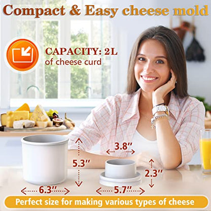 Large Cheese Mold 1/2 GAL with a Follower Press - Cheese Making Kit - Homemade Cheese Making Supplies - Molde Para Queso Fresco Casero - Cheddar, Gauda, Edammer, Parmigiano, Grana Padano - color: 4. Large Cheese Mold