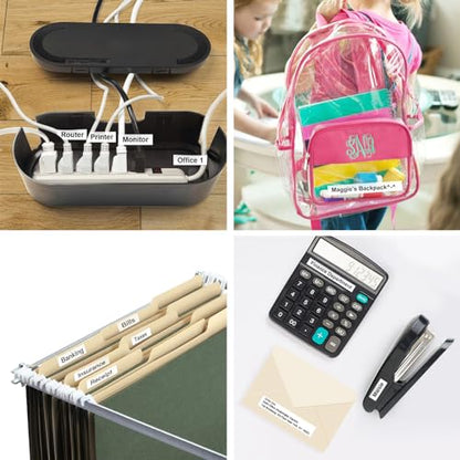 SUPVAN E10 Bluetooth Label Maker Machine with 3 Tapes, Continuous Waterproof Label, Versatile App with 35 Fonts and 1k+ Icons, Inkless Labeler for Home, Kitchen, School, Office Organization, Black - color: Black