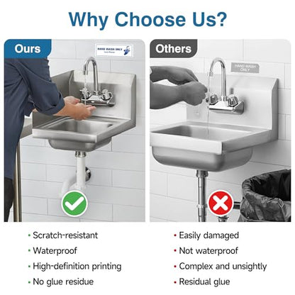 5PCS Wash Rinse Sanitize Sink Labels Stickers, Waterproof Employees Must Wash Hands Sign, Supplies for 3 Compartment Sink,Wash Station, Kitchens, Restaurant, Food Trucks,Office - color: Wash Rinse Sanitize Sink Lables 372
