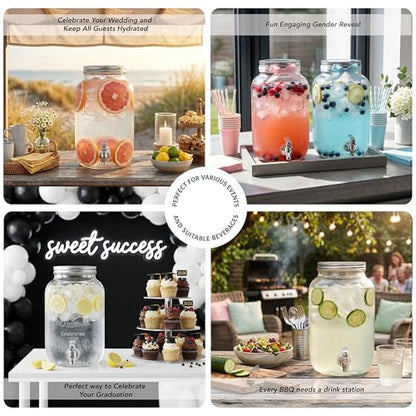 Circleware Sun Tea Mini Mason Jar Glass Beverage Dispenser with Metal Lid, Glassware For Water, Juice, Beer, Wine, Liquor, Kombucha Iced Punch & Best Cold Drinks, Classic Yorkshire 1 Gallon