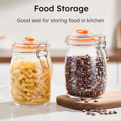 JILLMO 1.1 Liters Fermentation Jar, Glass Fermenting Jar with Weight for Making Sauerkraut, Kimchi, Pickles and More, Pack of 2