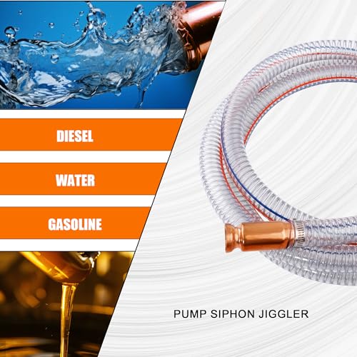 2PCS 8.2FT 5/8" Heavy Duty Gas Siphon Hose, Self-Priming Fuel Transfer Pump | Jiggler Siphon with Brass Valve & Metal Clamp, Transfer Hose for Gasoline, Fish Tank Water Changes, Boats, ATVs & Tractors - size: 5/8"ID x 2Pcs