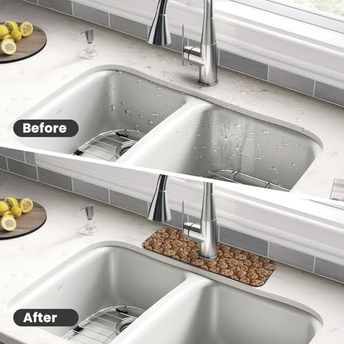 Chocolate Chip Cookie Faucet Mat For Kitchen Sink, Absorbent Countertop Protector, Quick Dry Sink Splash Guard Pad, Waterproof Draining Mat 15" X 5.5" - color: Style 7