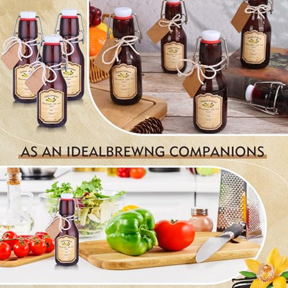 tchrules 16 Brown Vanilla Extract Bottles 5oz Swing Top Glass Bottle for Vanilla Extract Homemade, Gift Giving, Small Glass Bottles for Food Storage Canister for Bean Sauce Spice