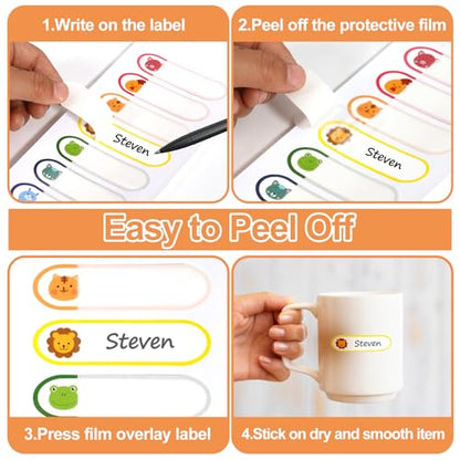 Name Label Stickers for Kids Toddlers School Stuff Supplies & Daycare Baby Bottles, Waterproof and Washable Back to School Name Labels - Easy Peel and Stick,Pack of 136. - color: Animal