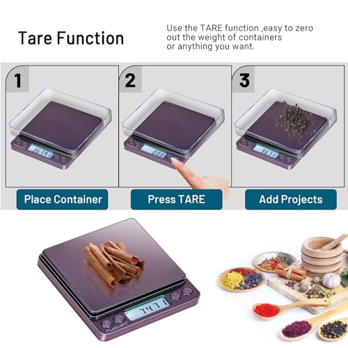 Fuzion Digital Scale .01 Gram Accuracy, 500g Mini Food Scales for Small Jewelry, Gold, Herb, Spice - Weight Gram and Oz - color: Ombré Purple-Green