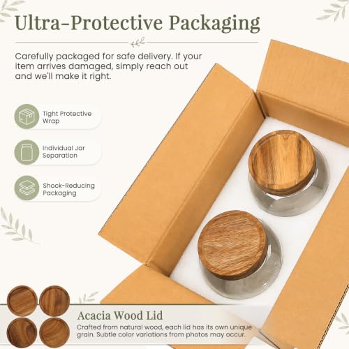 CONNOO 2PCS Flour Sugar Storage Containers Large Glass Food Storage Jars with Airtight Acacia Wood Lids Including 120 Labels Easy-Scooping Design for Flour Sugar Rice and Dry Foods (1 Gallon 135 oz) - color: cylindrical/135oz/2pcs