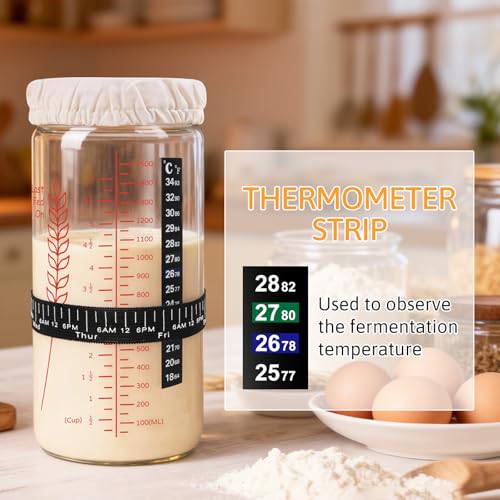 57oz Sourdough Starter Jars, Extra Large Complete Baking Kit | Sour Dough Starter Jars Includes Fermentation Cover & Aluminum Airtight Lid for Perfect Sourdough Bread (Red Set of 2) - size: Tall - Red 2 Pack