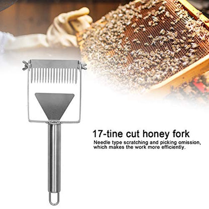 17 Tines Honey Uncapping Fork,Adjustable Honey Uncapping Fork Scraper,Beehive Shovel Hand Tool Beekeeping Tool,Honey Uncapping Tool