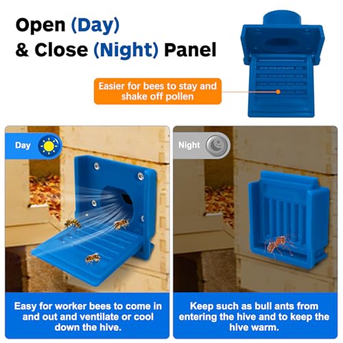 Bee Hive Entrance Reducer,6 Pack Beekeeping Supplies,Blue Plastic Beehive Entrance Reducer,Beehive Ventilation Opening Window,Portable Bee Nest Door Entrance,Bee Hives Boxes Starter Kit for Beekeeper - color: Blue-6pcs
