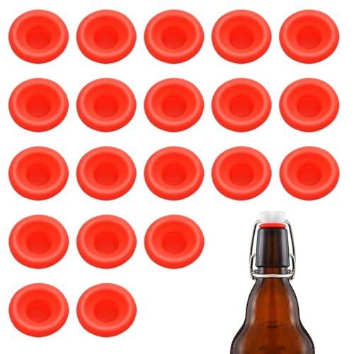 20 PCs Silicone Gaskets Washers Seals for Cap Swing Flip Top Bottle-Red for Home Brew Beer Soda Bottle Sealing (Red Full Cover) - color: Red Full Cover