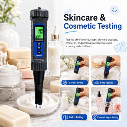 4-in-1 Digital pH Meter for Food – Professional pH/EC/TDS/Temp Tester with Probe for Sourdough, Cheese, Meat & Liquid – High Precision, ATC & Backlit LCD