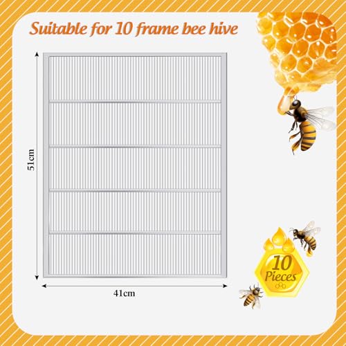 Therwen 4 Pcs Metal Queen Excluder for 10 Frame Hive Metal Queen Bee Excluder, Separates Queen Bees from Honey, Beekeeping Tools Beekeeping Supplies, 20.08 x 16.14 Inch