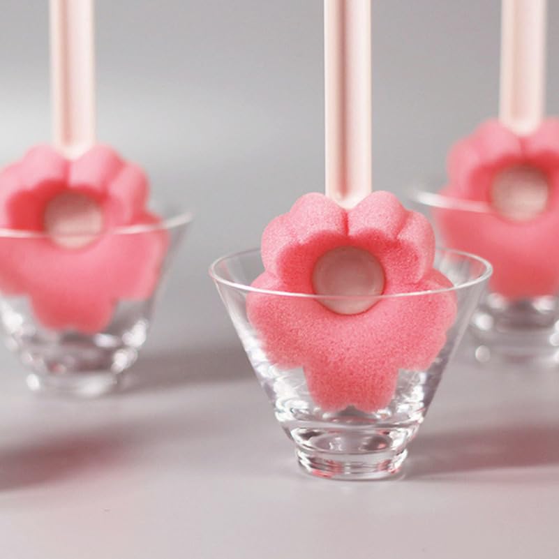 Yardwe Flower Shaped Sponge Bottle Brush Long Handled Bottle Cleaner for Feeding Bottles Water Cups and Kettles Portable Cup Cleaning Brush for Kitchen Bathroom and Restaurant Use