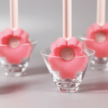 Yardwe Flower Shaped Sponge Bottle Brush Long Handled Bottle Cleaner for Feeding Bottles Water Cups and Kettles Portable Cup Cleaning Brush for Kitchen Bathroom and Restaurant Use