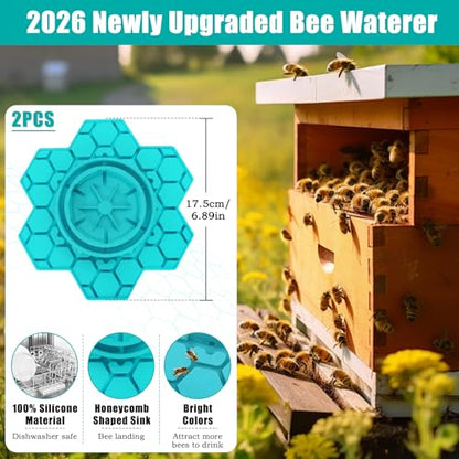 2 Pack Bee Feeder for Mason Jar, Silicone Bee Watering Station, Compatible with Regular and Wide Mouth, Bee Feeders for Hives, Beekeeping Supplies, Bee Waterer for Outside Garden(Blue) - color: Blue-2pack