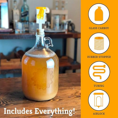 Craft A Brew - Fermentation Jug 1-pack - For Home Brewing - Includes 1 Gallon Glass Fermenter Jugs, Airlocks, and Silicone Stopper - size: 1 Pack