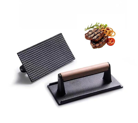 KitchenTools Heavy Duty 8"Cast Iron bacon Grill Press Smash Burgers Press Burger Tool for Grill and Griddle BBQs and Tailgates Gifts for Men and BBQ Enthusiasts - size: 8”