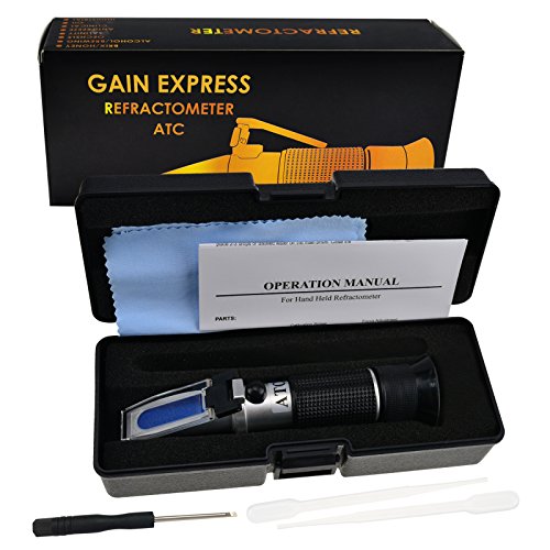 Alcohol Refractometer for Spirit Alcohol Volume Percent with Automatic Temperature Compensation (ATC) Dual Scale Brix 0-40% 0-25% VOL in Wine Making and Beer Brewing, Homebrew Kit