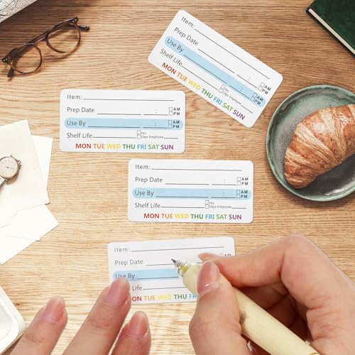 500 Pcs Food Labels Removable Dissolvable Stickers Food Date Labels Stickers, Water/Oil/Tear Resistant Freezer Pantry Label with Perforation Line No Residue Left for Foods Containers Jars Kitchen