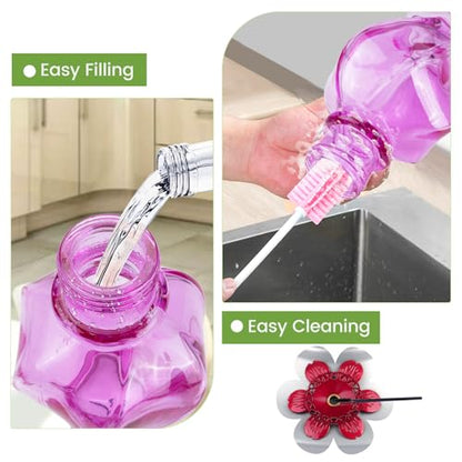 Hummingbird Feeder, BOLITE Glass Hummingbird Feeders for Outdoors Hanging, with Ant Moat and Five Feeding Ports, 22 Ounces, Leak Proof, Purple Bottle - color: Ruby Purple