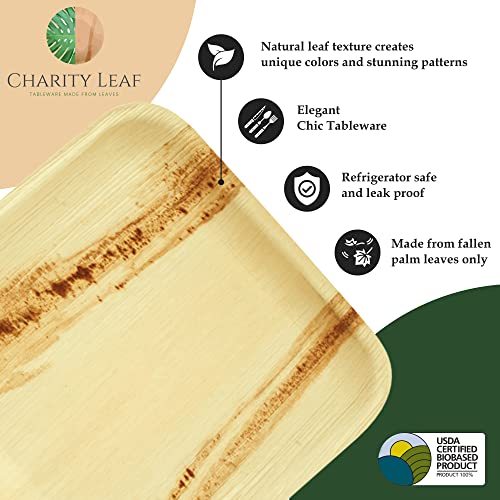 Charity Leaf Disposable Palm Leaf 14" Round Trays (100 pieces) Bamboo Like Serving Platters, Disposable Boards, Eco-Friendly Dinnerware For Weddings, Catering, Events - color: 100, size: 14" Round