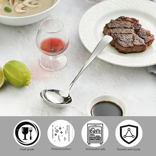 Small Ladle for Serving, 7.8 Inch 18/10 Stainless Steel Mini Gravy Ladle for Soup, Sauce and Gravy, Sturdy and Anti-corrosion, Dishwasher Safe