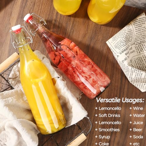 6 Pack swing top glass bottles 32 oz,flip top glass bottles 32 oz with airtight lids for Home Brewing,2nd Fermentation,Kombucha,Kefir,Vanilla Extract,Juice,Tea,Beverages,Soda,Oils,Vinegar,Limoncello