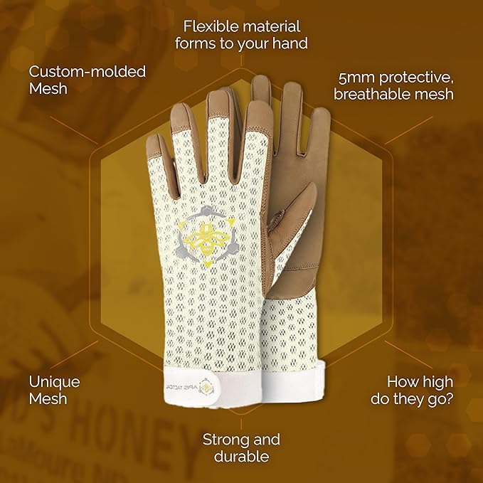 Heavy Duty Beekeeping Gloves,Extended Cuff, 5mm Cowhide with Patented Ventilation Beekeeping Supplies - color: Off-white, size: Medium