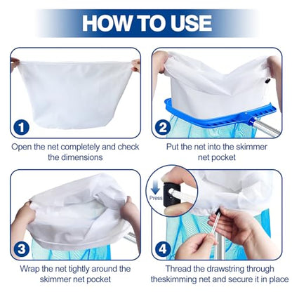 2 Pcs Pool Fine Mesh Net Bag Replacement, 26x22 Inch Adjustable Ultra Fine Mesh Net Bag for Pool Skimmer Net Replacement, Cleaning Spa Pool,Ground Pool, Hot Tub