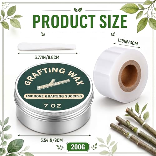 MTLEE Tree Grafting Wax Kit, Tree Wound Sealer with Grafting Tape, Graftings Sleeves and Applicator Spoons, Plant Pruning Sealer for Fruit Roses Bonsai Healing & Repair Tool