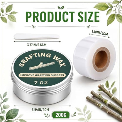 MTLEE Tree Grafting Wax Kit, Tree Wound Sealer with Grafting Tape, Graftings Sleeves and Applicator Spoons, Plant Pruning Sealer for Fruit Roses Bonsai Healing & Repair Tool