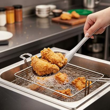 4 Pieces Spider Strainer Skimmer Spoon Set, Fine Mesh Strainer and Fat Skimmer Spoon Set, Stainless Steel Metal With HoleSieve Food Strainers with Hanging Holes, for Cooking, Fat, Grease, Floating Foa