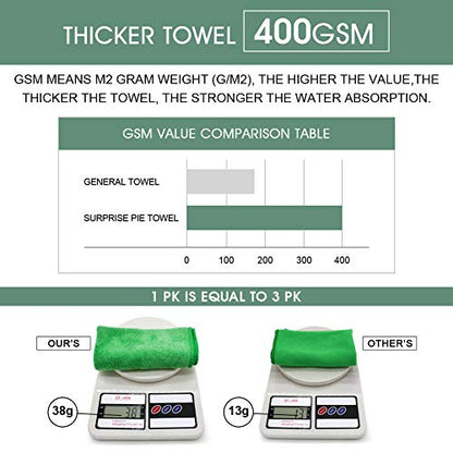 Ultra Absorbent 400 GSM Microfiber Cleaning Cloths, Thick Lint Free Reusable Towels for Kitchen, Glass, Car Detailing, Appliances & Household Cleaning, 12 Pack 12"x12" Green - color: Green